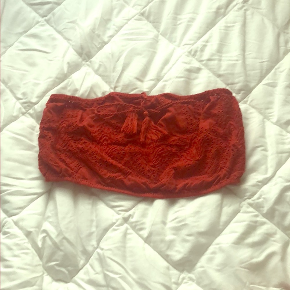 Red/orange crop top with embroidery